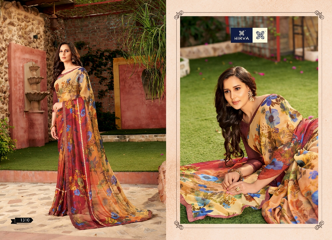 Hirva Avantika 1301 Series Latest Fancy Casual Wear Digital Printed Chiffon Saree Collection
