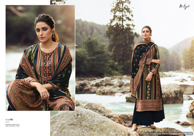 Lt Nitya Velvet 1 Latest Fancy Designer Regular casual Wear Heavy Velvet Digital Printed Dress Material Collection
