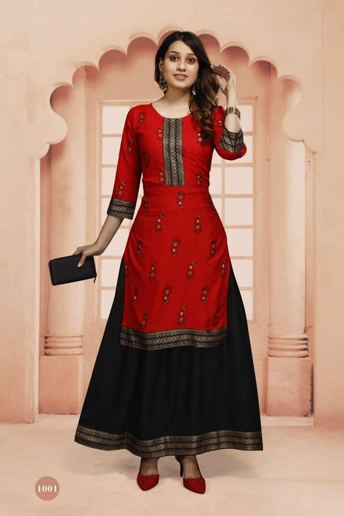 Beauty Queen Kritika 2 Designer Festive Wear Rayon Anarkali Kurti With Bottom Collection