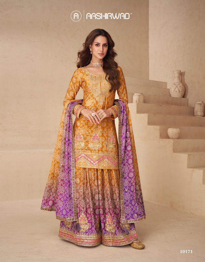 Netra By Aashirwad Designer Chinon Silk Readymade Suits Wholesalers In Delhi