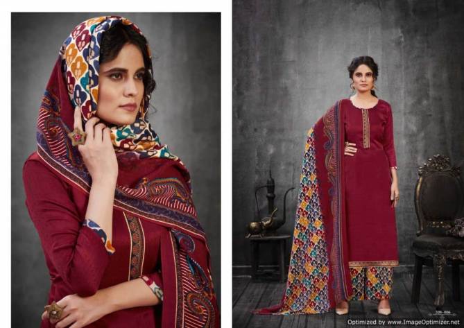 Zulfat Patiala Dreams Exclusive Pure Pashmina Print with Premium Elegantly Stitched Kashmiri Tie and Lace Dress Material Collection 