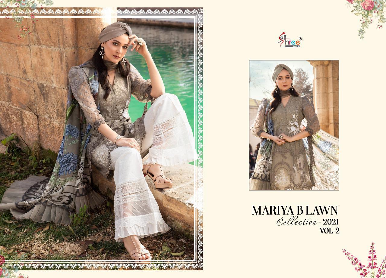 Shree Mariya B Lawn Collection 2021 Vol 2 Latest Fancy Festive Wear Pure Lawn Worked Pakistani Salwar Suits Collection
