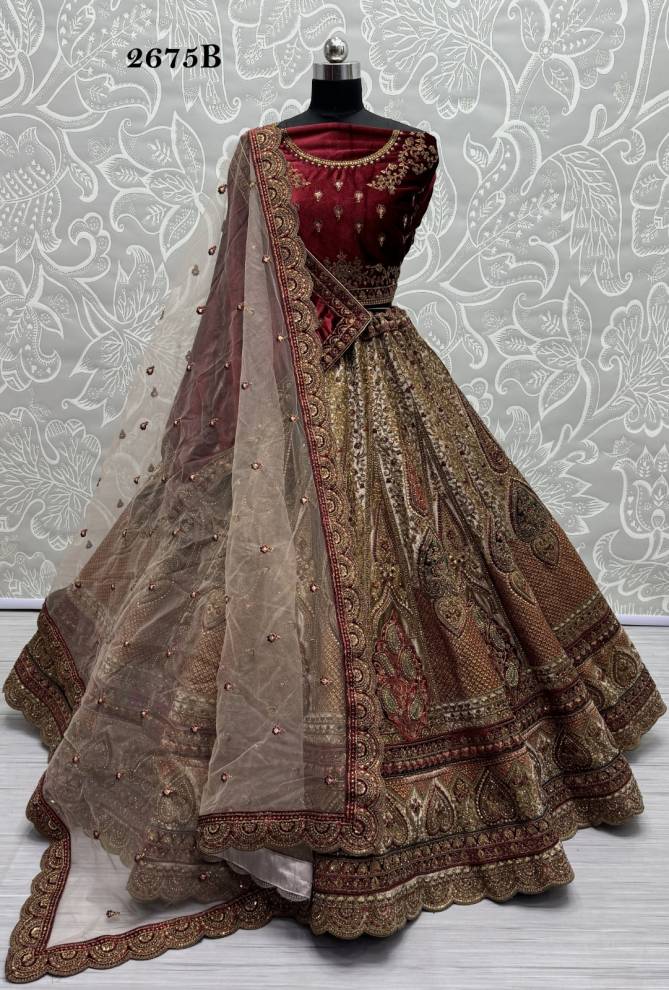 2675 A To D by Anjani Art Heavy Velvet Bridal Wear Lehenga Choli Orders In India