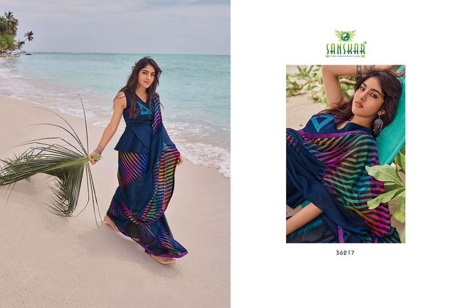 Sanskar Instagram 2 Latest Designer Printed Party Wear Or Running Wear Georgette Saree Collection 