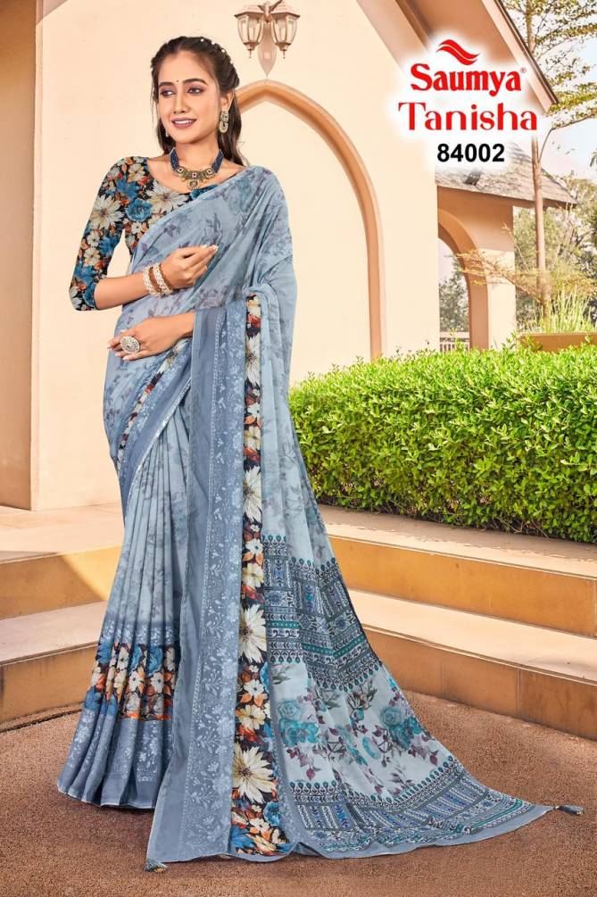 Tanisha By Saumya Printed Weightless Saree Suppliers In India