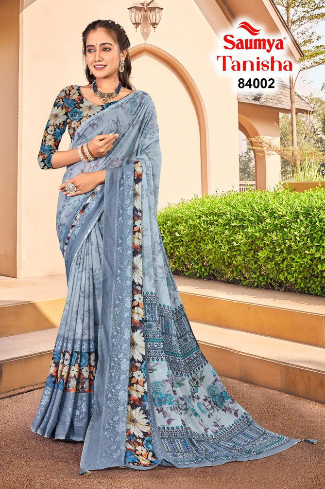 Tanisha By Saumya Printed Weightless Saree Suppliers In India