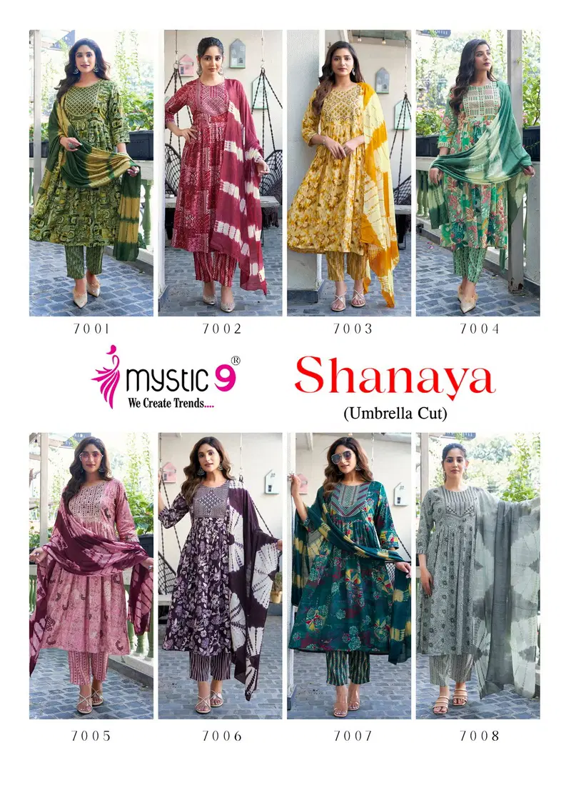 Shanaya Vol 7 By Mystic 9 Rayon Printed Kurti With Bottom Dupatta Orders In India