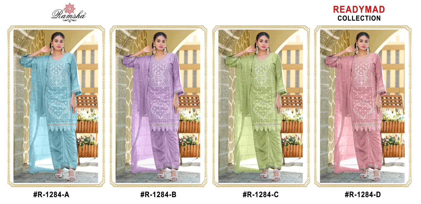 R 1284 Nx By Ramsha Jimi Choo Pakistani Readymade Suits Exporters In India