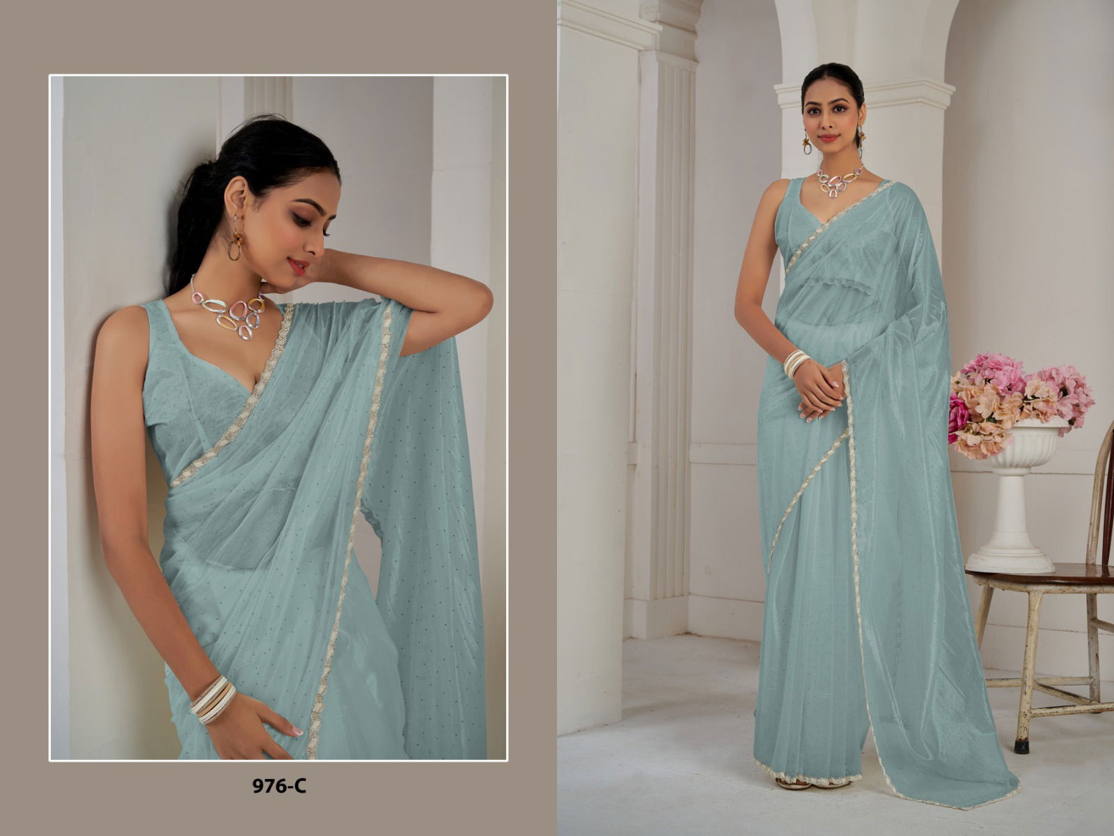 Mehek 976 A TO M Organza Designer Party Wear Sarees Suppliers In India