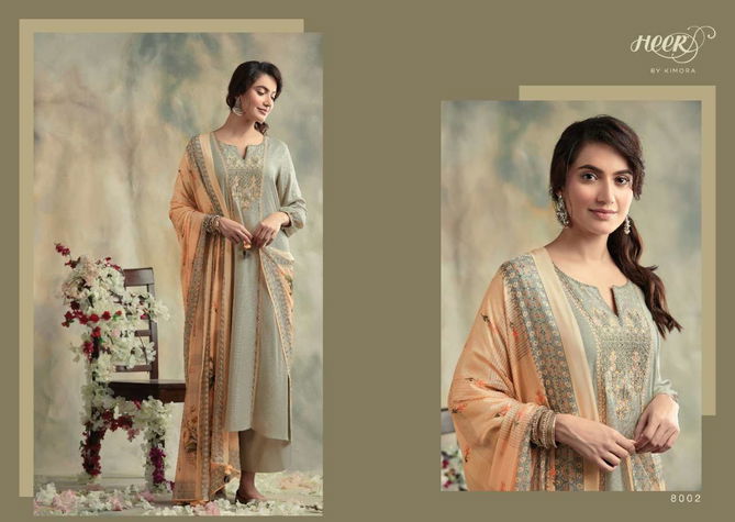 Kimora Heer Bahaar Latest Designer Casual Wear Diamond Spun Wool  Dyed Fabric With Embroidery Work Dress Collection 