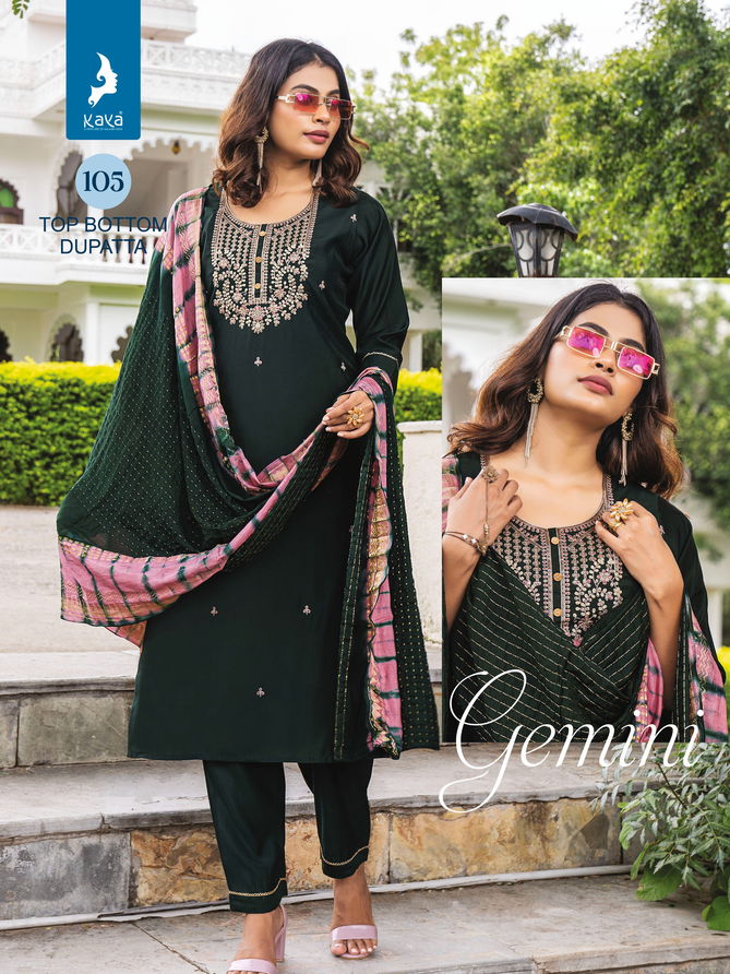 Gemini By Kaya Roman Silk Kurti With Bottom Dupatta Surat Wholesale Market