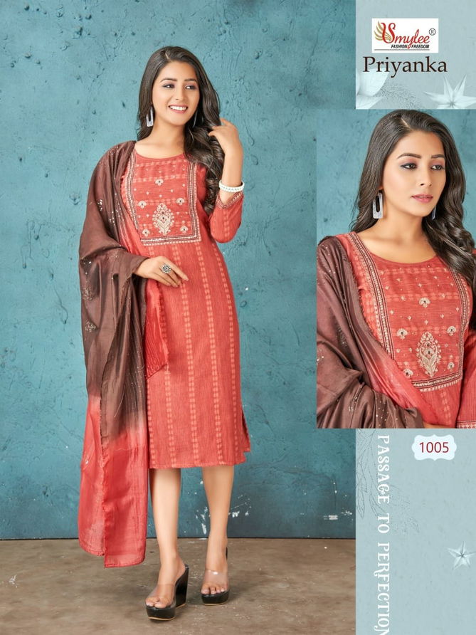 Priyanka Bombay lining Rayon Printed Kurti With Dupatta Catalog