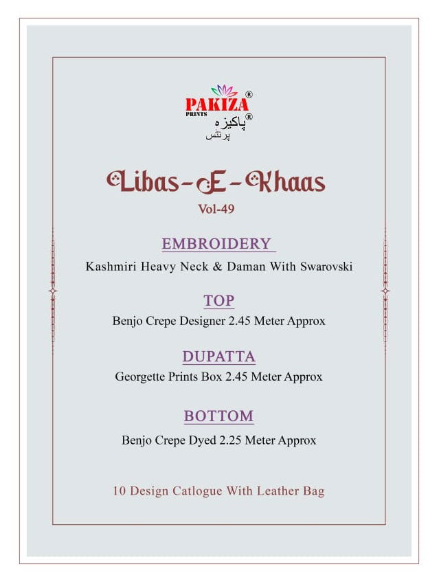 Libas E Khaas Vol 49 By Pakiza Crepe Dress Material Wholesale Online