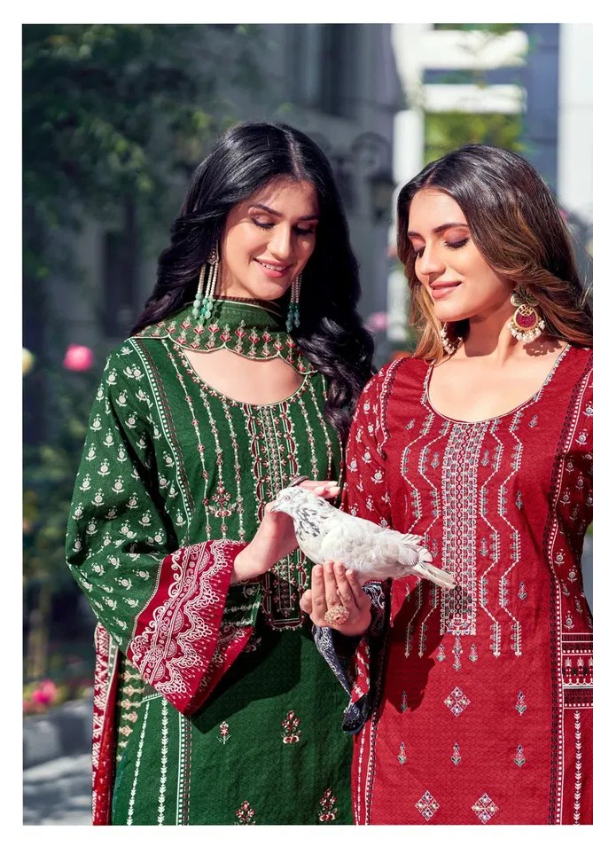 Classic Bin Saeed By Alok Suit Cambric Cotton Pakistani Printed Embroidery Dress Material Wholesale Online