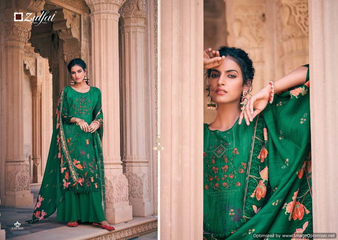 Zulfat Olive Latest Pure Pashmina Print with Heavy Embroidery Casual Wear Designer Dress Material Collection 