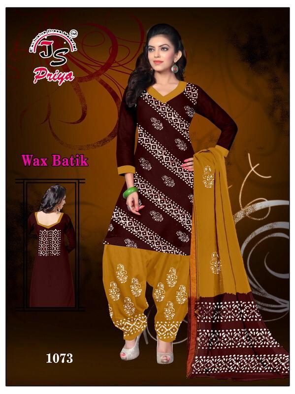 Js Priya Cotton Wax Batik Casual Wear Cotton Printed Dress Material Collection

