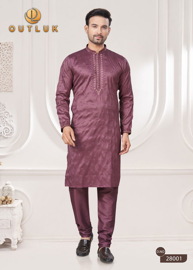 Outluk Wedding Collection Vol 28 Silk Mens Wholesale Kurta Pajama Manufacturers