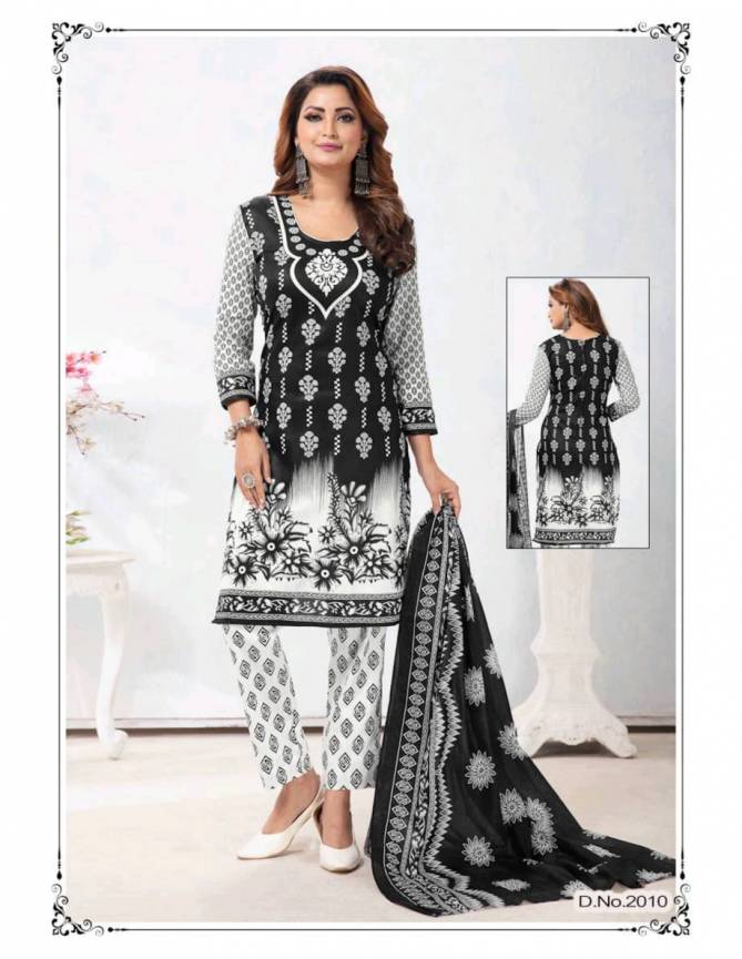 Meenaxi Black Queen Vol-2 Latest Fancy Designer Black And White Heavy Cotton Print Dress Material Collection