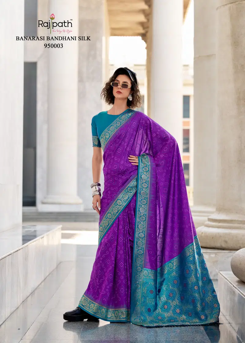 Zara Silk By Rajpath Ikkat Bandhani Designer Saree Suppliers In India