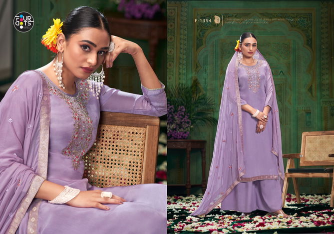 Mishka By Four Dots Glass Organza Designer Salwar Kameez Wholesale Price