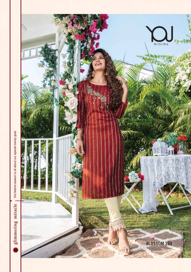 Wanna Blossom 2 Fancy Exclusive Ethnic Wear Rayon Kurti With Bottom Collection