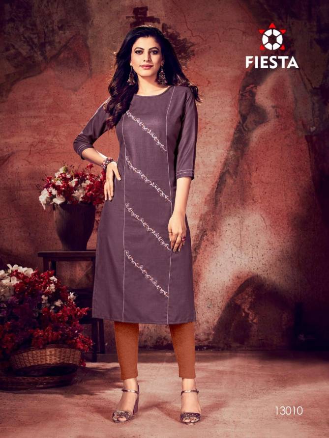 Fiesta Zubee Latest Designer Fancy Festive Wear Straight Embroidery Kurtis Collection
