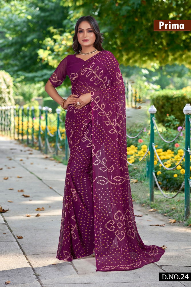 Prima Weightless Georgette Bandhani Sarees Wholesale Market In India