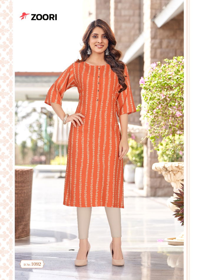 Zoori Akshara 15 Rayon Printed Regular Wear Latest Kurti Collection