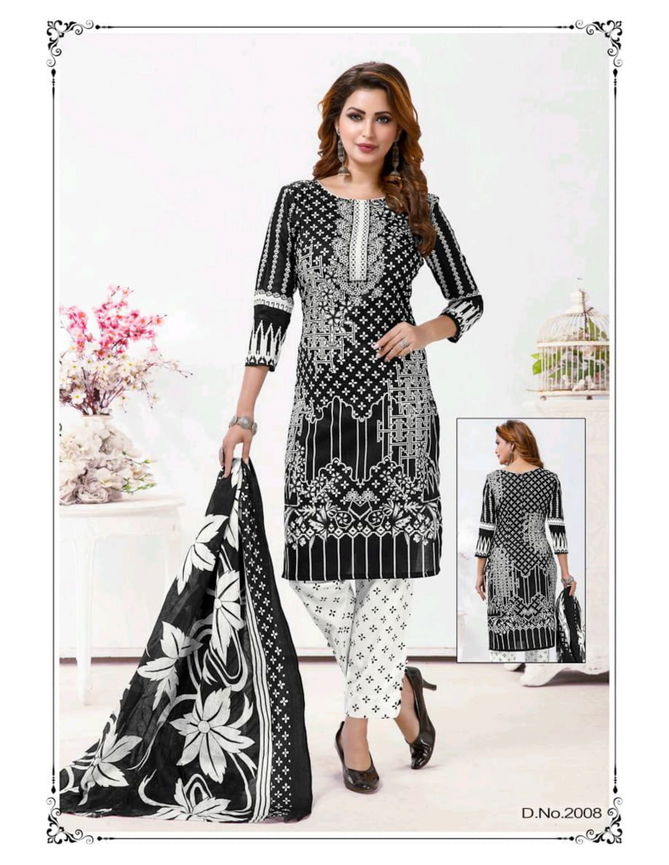 Meenaxi Black Queen Vol-2 Latest Fancy Designer Black And White Heavy Cotton Print Dress Material Collection