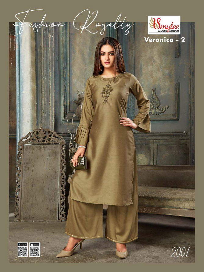 Smylee Veronica Vol 2 Latest Designer Party Wear Festive Handwork Kurtis With Plazzo Collection 