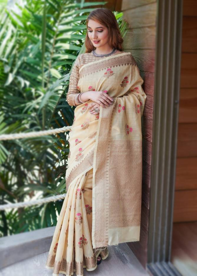 Rajyog Swaruchi Latest Fancy Designer Casual Wear Silk Soft Linen Saree Collection
