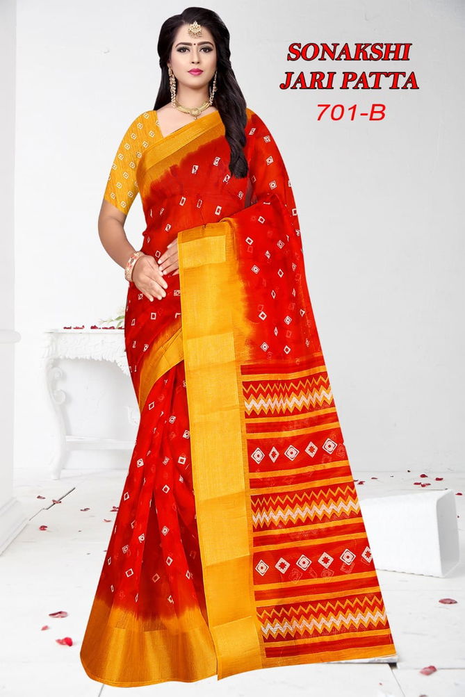 Sonakshi Jari Patta 701 Regular Wear Cotton Printed Designer Saree Collection