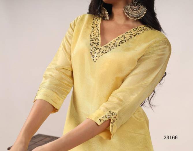 Indira 23166 Yellow Cosmos Silk Designer Kurti With Bottom Catalog
