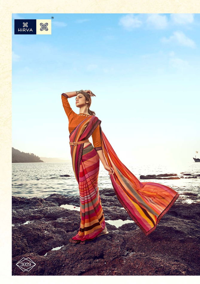 Hirva Glamour latest Fancy Regular Casual Wear Georgette Printed Sarees Collection
