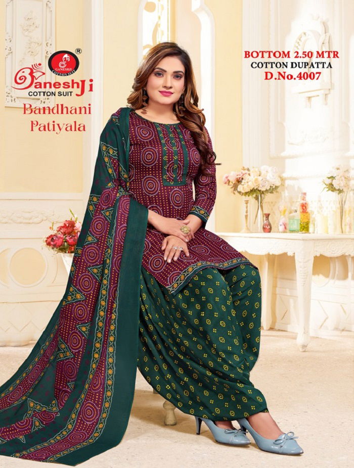 Bandhani Vol 4 By Ganeshji Patiyala Indo Cotton Dress Material Wholesale Clothing Distributors In India
