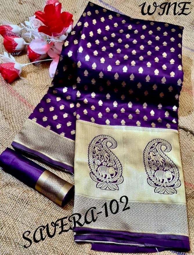 Savera 102 Latest Designer Festive Wear Lichi Silk Saree Collection 