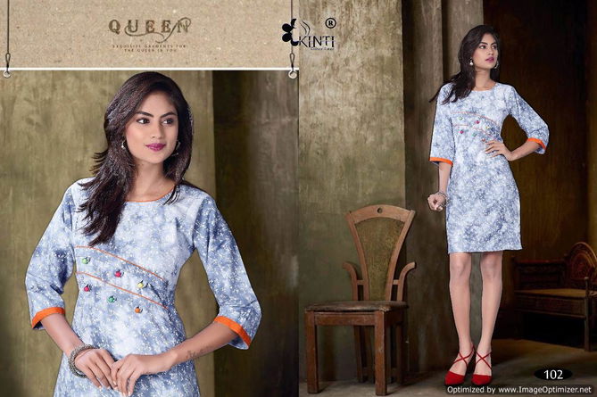 kinti ice cream Latest Designer Fancy Regular Denim Wear Kurtis Collection