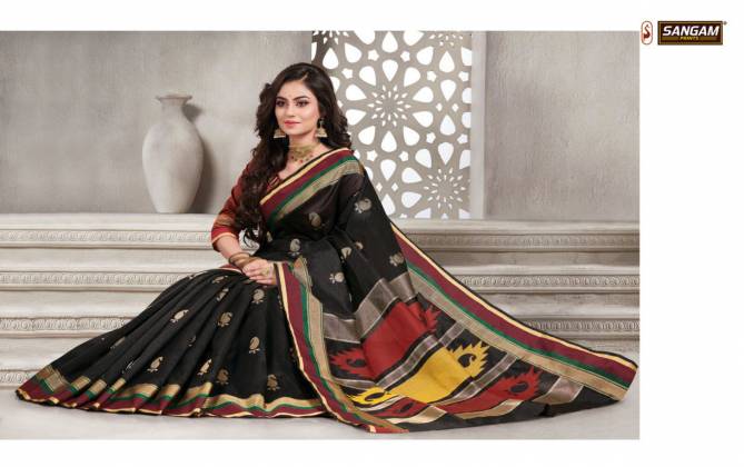 Sangam Shantiniketan Latest Heavy Designer Festive Wear Handloom Silk Fancy Sarees Collection
