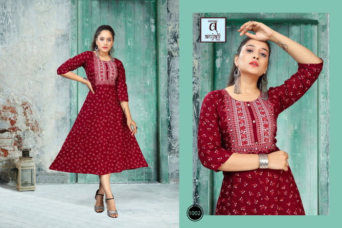 Anjali Libas Latest Regular Wear Rayon Printed Designer Kurtis Collection