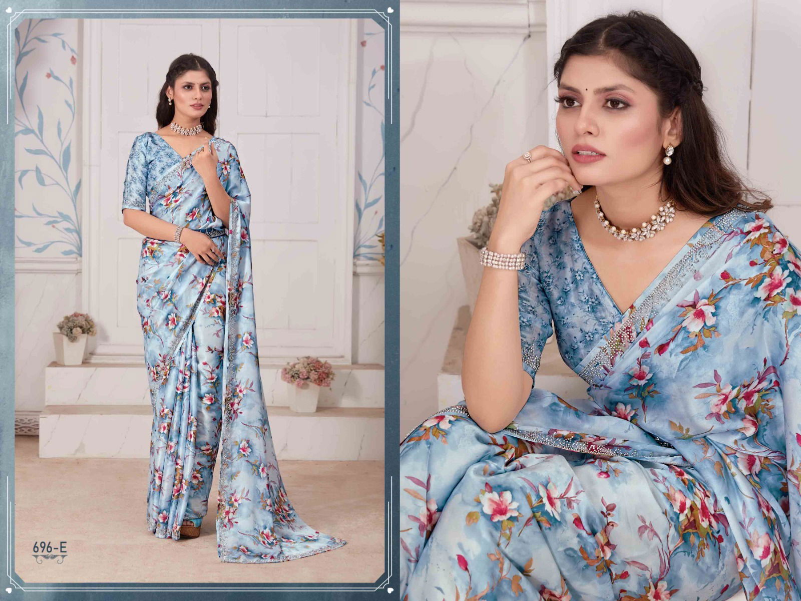 Mehek 696 A To E Georgette Printed Sarees Wholesale Shop In Surat