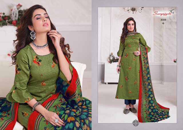 Suryajyoti Nitya 3 Latest Printed Casual Wear Pure Cotton Satin Designer Dress Material Collection

