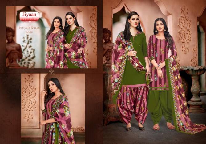Jiyaan Patiyala Queen 4 Latest Fancy Designer Casual Wear Cotton Printed Patiala Dress Material Collection
