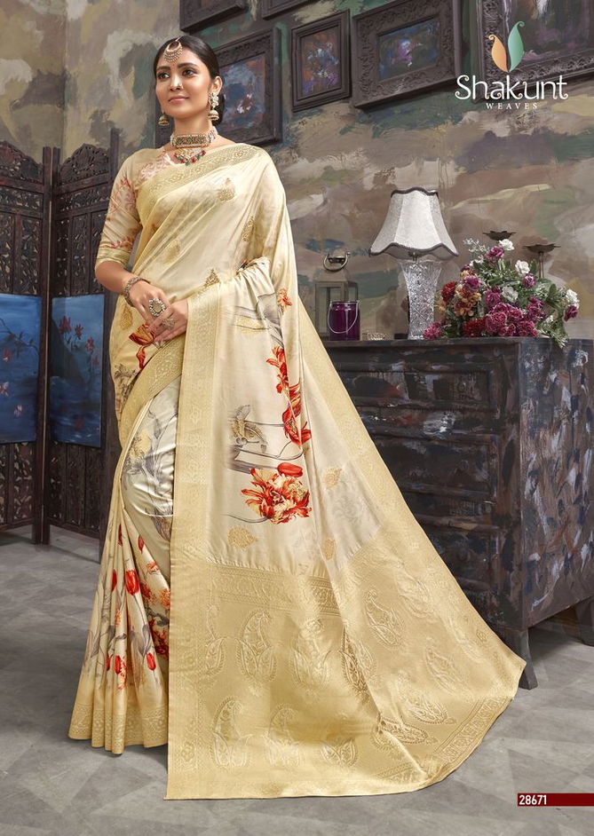 Smaran Silk Latest Fancy Designer Festive Wear digital print Pure Silk Saree Collection 