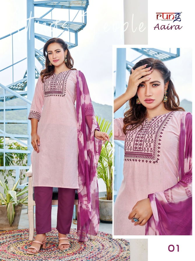 Aaira By Rung Cotton Designer Kurti With Bottom Dupatta Wholesale Clothing Suppliers In India