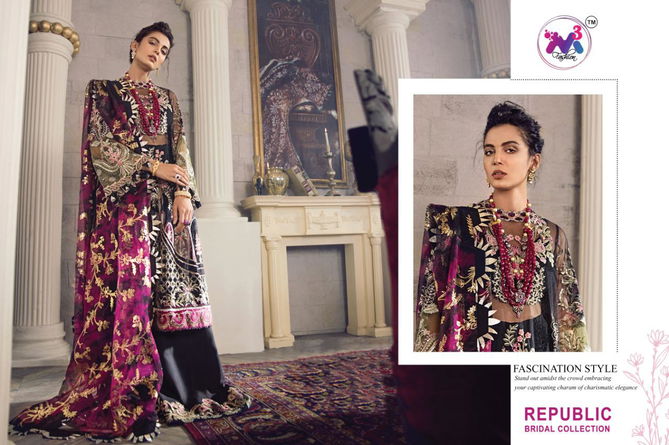 M3 Republic Bridal Coll Premium Fancy Festive Wear Heavy Net Butterfly Net Embroidered Salwar Suit Collection
