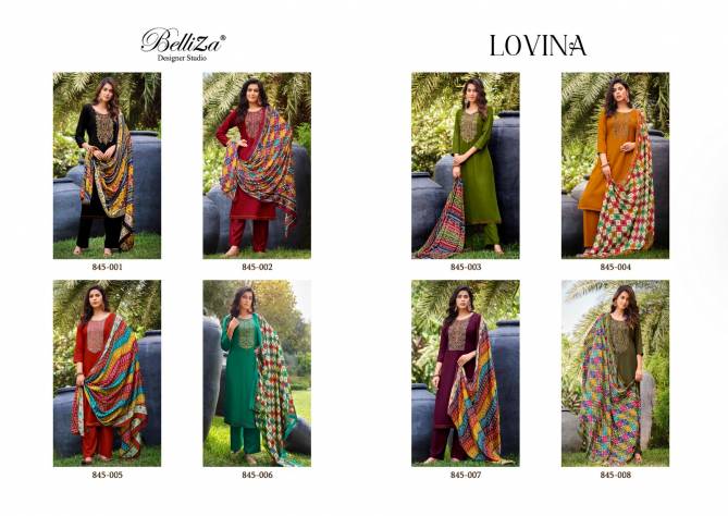 Lovina By Belliza Embroidery Dress Material Catalog