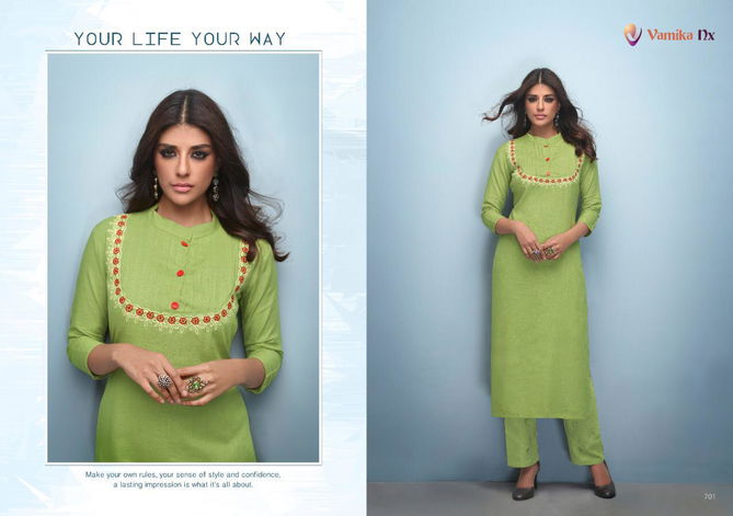 ARIHANT NX(VAMIKA NX) ROXIE Fancy Designer Ethnic Wear rayon Heavy slub with Button Long Kurtis Collection