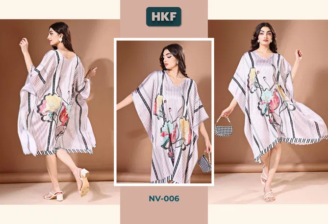  Nirvana Vol 1 By Hkf  Kaftan Soft Satin Casual Wear Wholesale Manufacturers