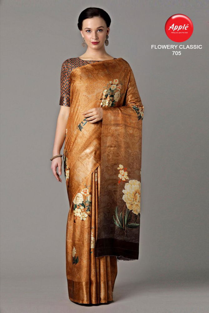 APPLE FLOWERY CLASSIC VOL-7 Latest Designer Fancy Party Festive Wear Dola Patta Saree Collection