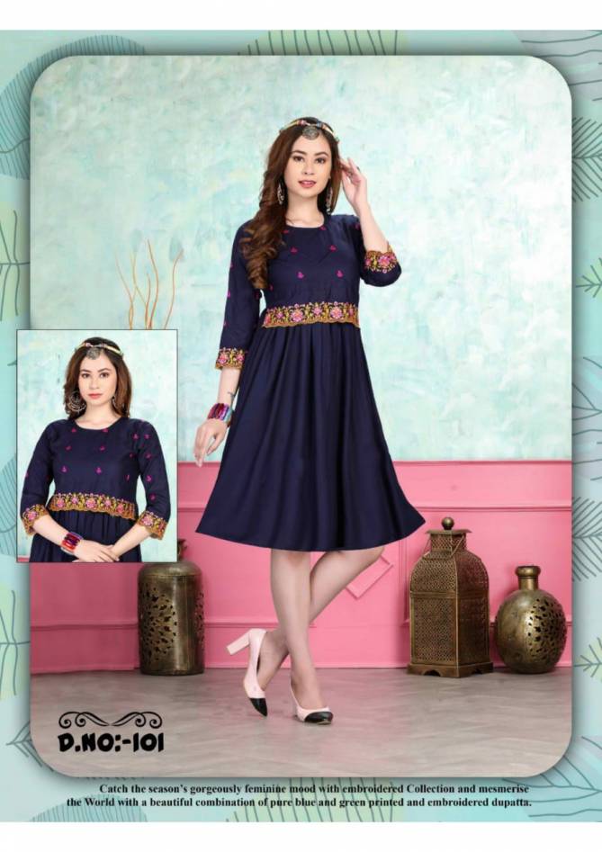 Ft Occasion Latest Fancy Designer Ethnic Wear Rayon Embroidered  Kurti Collection
